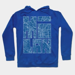 Milan, Italy City Map Typography - Blueprint Hoodie